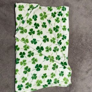 Shamrock throw blanket. White with green shamrocks. Never used.